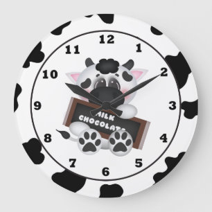 Cartoon Chocolate Cow wall clock Grote Klok