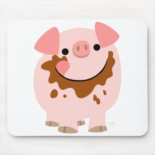 Cartoon Chocolate Pig mousepad Muismat (Voorkant)