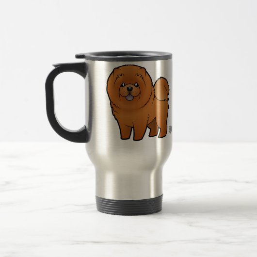 Cartoon Chow Chow Reisbeker (Links)