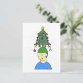 Cartoon Christmas Hairstyle Humor Feestdagenkaart (Staand voorkant)