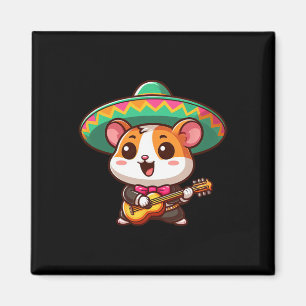 Cartoon Cinco de Mayo Hamster Mariachi Gitaar Mexi Magneet