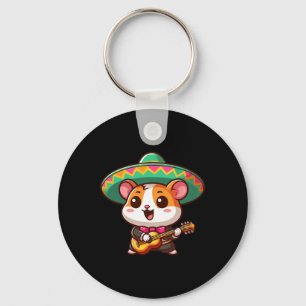 Cartoon Cinco de Mayo Hamster Mariachi Gitaar Mexi Sleutelhanger