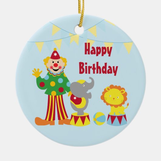 Cartoon Circus Clown and Animals Ornament (Voorkant)