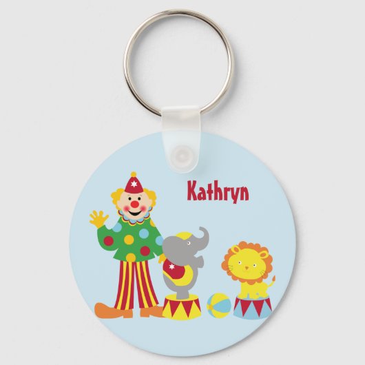 Cartoon Circus Clown en Animals Sleutelhanger (Voorkant)