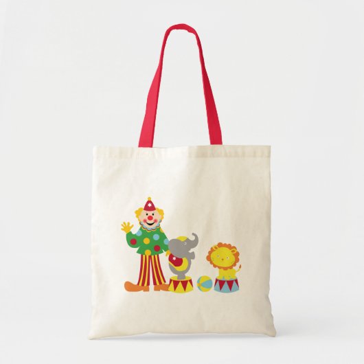 Cartoon Circus Clown en Dieren Canvas tas (Voorkant)