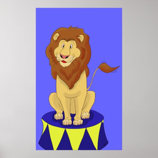 Cartoon Circus Lion Poster Print (Voorkant)