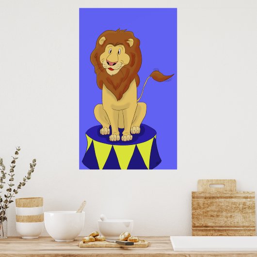 Cartoon Circus Lion Poster Print (Keuken)