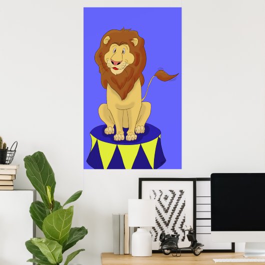 Cartoon Circus Lion Poster Print (Thuiskantoor)