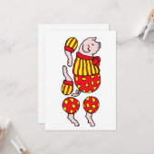 cartoon circus varken dierenpapier pop uitgesneden kaart (Voorkant / Achterkant in situ)