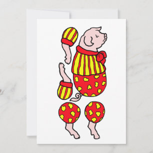 cartoon circus varken dierenpapier pop uitgesneden kaart