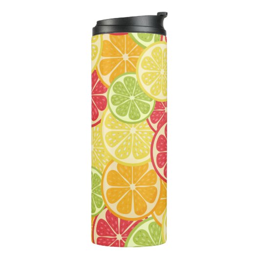 Cartoon Citrus Thermosbeker (Gedraaid links)