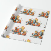 Cartoon City Skyline Wrapping Paper - Geanimeerd Cadeaupapier (Uitgerold)