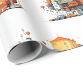 Cartoon City Skyline Wrapping Paper - Geanimeerd Cadeaupapier (Rol Hoek)