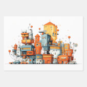 Cartoon City Wrapping Paper – kleurrijke animatie (Voorkant)
