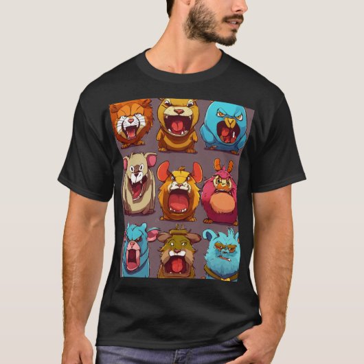 Cartoon Clash: Boze Dieren T-shirt (Voorkant)