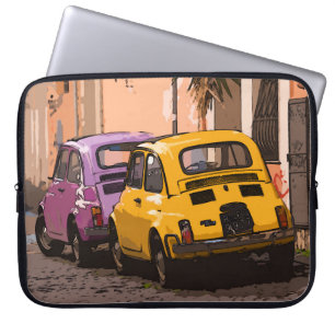 Cartoon Classic italian Fiat 500 cars Rome Italië Laptop Sleeve