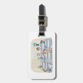 Cartoon Classroom Chaos With Wild Students Bagagelabel (Voorkant verticaal)