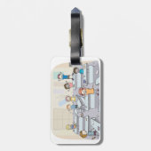 Cartoon Classroom Chaos With Wild Students Bagagelabel (Achterkant verticaal)