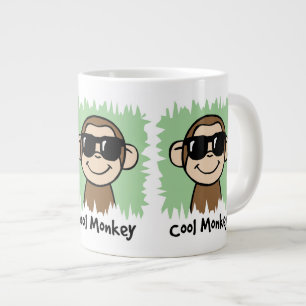 Cartoon Clip Art Cool Aap met Zonnebril Grote Koffiekop
