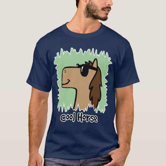 Cartoon Clip Art Cool Horse Wearing Sunglazen T-shirt (Voorkant)