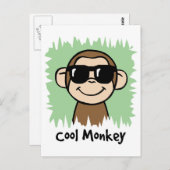 Cartoon Clip Art Cool Monkey met zonnebril Briefkaart (Voorkant / Achterkant)
