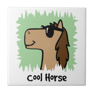 Cartoon Clip Art Cool Paard met Zonnebril Tegeltje