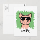 Cartoon Clip Art Cool Pig met zonnebril Briefkaart (Voorkant / Achterkant)