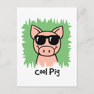 Cartoon Clip Art Cool Pig met zonnebril Briefkaart