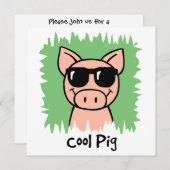 Cartoon Clip Art Cool Pig Sunbribril Boy Birthday Kaart (Voorkant / Achterkant)