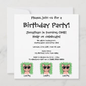 Cartoon Clip Art Cool Pig Sunbribril Boy Birthday Kaart (Achterkant)