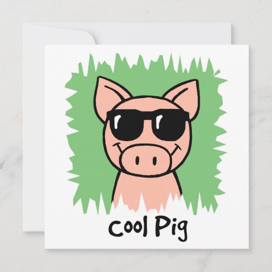 Cartoon Clip Art Cool Pig Sunbribril Boy Birthday Kaart (Voorkant)