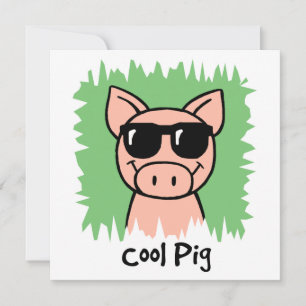 Cartoon Clip Art Cool Pig Sunbribril Boy Birthday Kaart