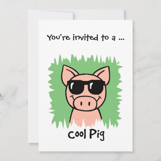 Cartoon Clip Art Cool Pig Sunbribril Boy Birthday Kaart (Voorkant)