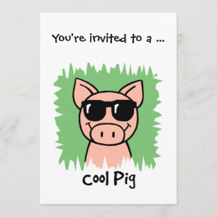 Cartoon Clip Art Cool Pig Sunbribril Boy Birthday Kaart