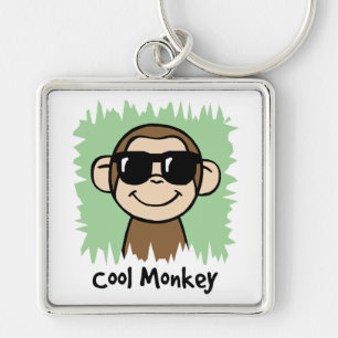 Cartoon Clip Art Coole Aap met Zonnebril Sleutelhanger