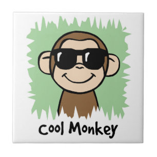 Cartoon Clip Art Coole Aap met Zonnebril Tegeltje
