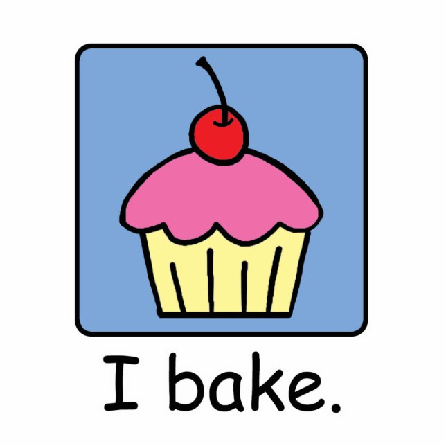 Cartoon Clip Art Cupcake Dessert Pink Frosting Staand Fotobeeldje (Voorkant)