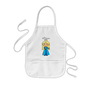Cartoon Clip Art Cute Blond Princess in Blue Dress Kinder Schort