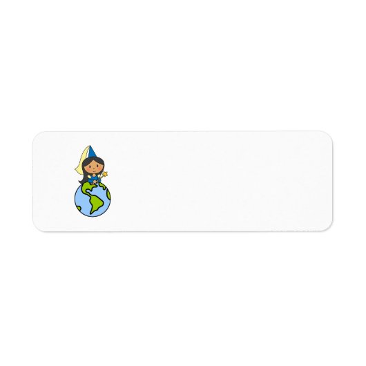 Cartoon Clip Art Cute Princess bovenop de wereld Etiket (Voorkant)