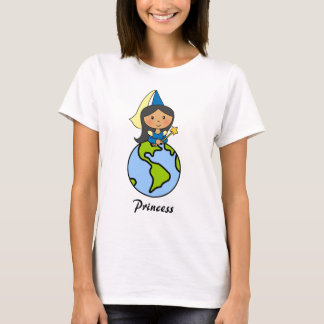 Cartoon Clip Art Cute Princess bovenop de wereld T-shirt