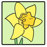 Cartoon Clip Art Daffodil Spring Garden Flower Staand Fotobeeldje<br><div class="desc">Cartoon knipt een kunstbloem met een bloeiend gele tuinbloem in een vierkant lijst.</div>