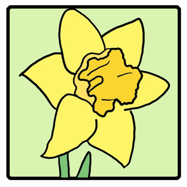 Cartoon Clip Art Daffodil Spring Garden Flower Staand Fotobeeldje (Voorkant)
