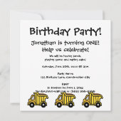 Cartoon Clip Art Dump Truck Boy Birthday Party Kaart (Achterkant)