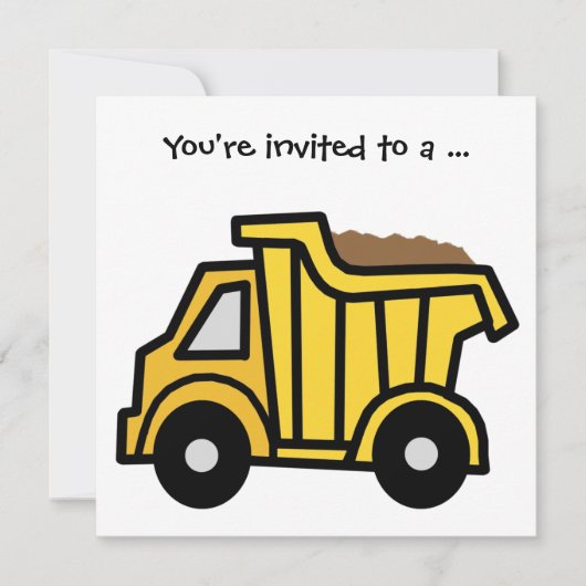 Cartoon Clip Art Dump Truck Boy Birthday Party Kaart (Voorkant)