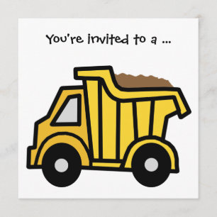 Cartoon Clip Art Dump Truck Boy Birthday Party Kaart