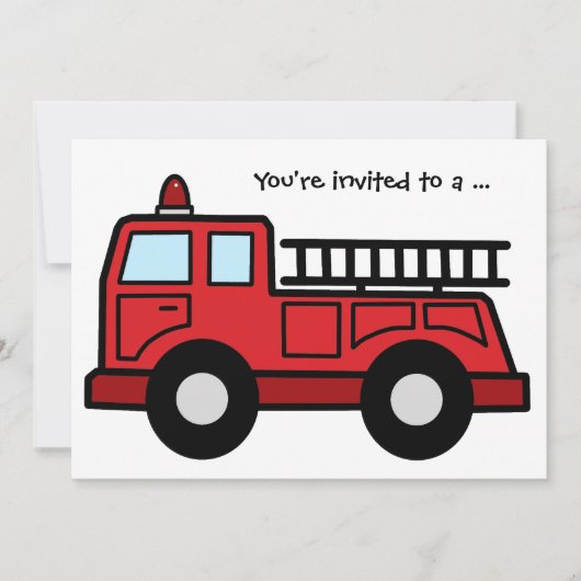 Cartoon Clip Art Firetruck Boy Birthday Party Kaart (Voorkant)