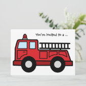 Cartoon Clip Art Firetruck Boy Birthday Party Kaart (Staand voorkant)