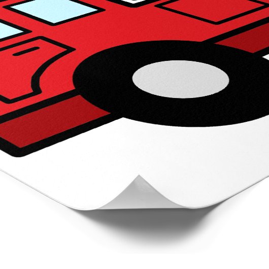 Cartoon Clip Art Firetruck Emergency Vehicle Truck Poster (Hoek)