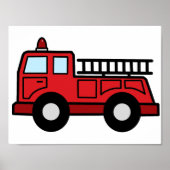 Cartoon Clip Art Firetruck Emergency Vehicle Truck Poster (Voorkant)