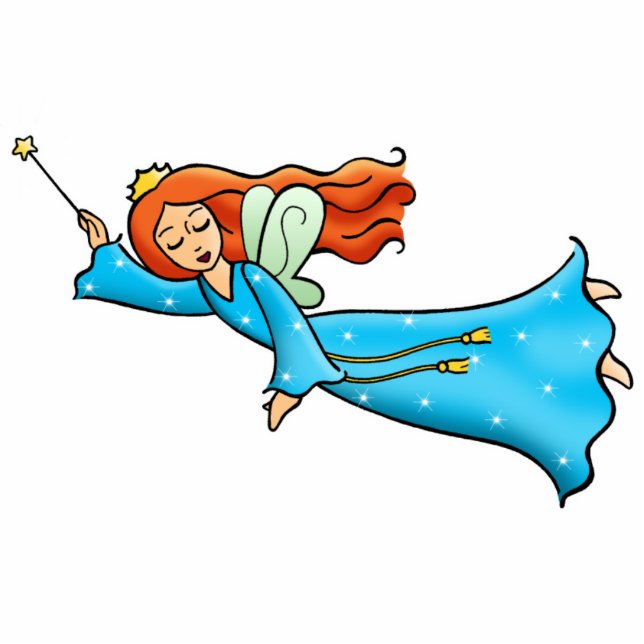 Cartoon Clip Art Flying Fairy Princess Magic Wand Staand Fotobeeldje (Voorkant)